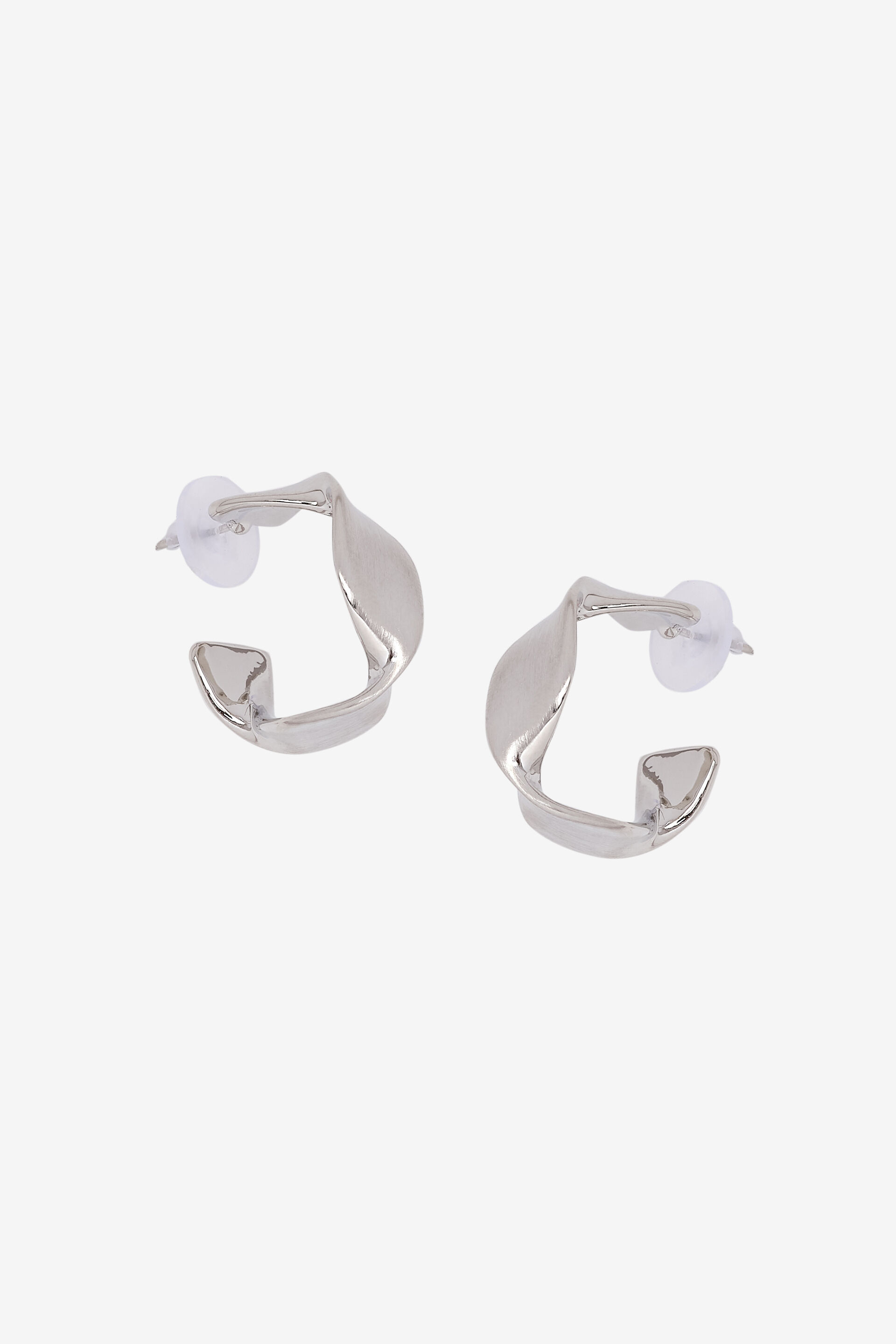 Silver Twist Hoops, , image 1